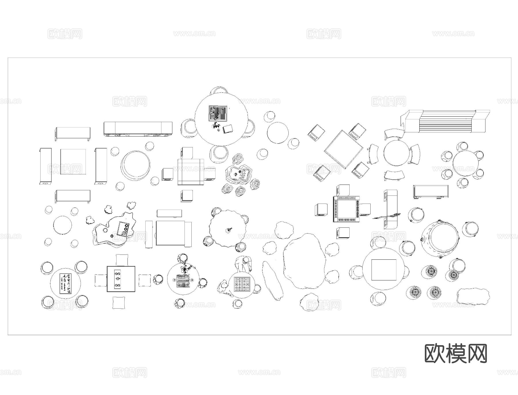 户外家具cad平面图库