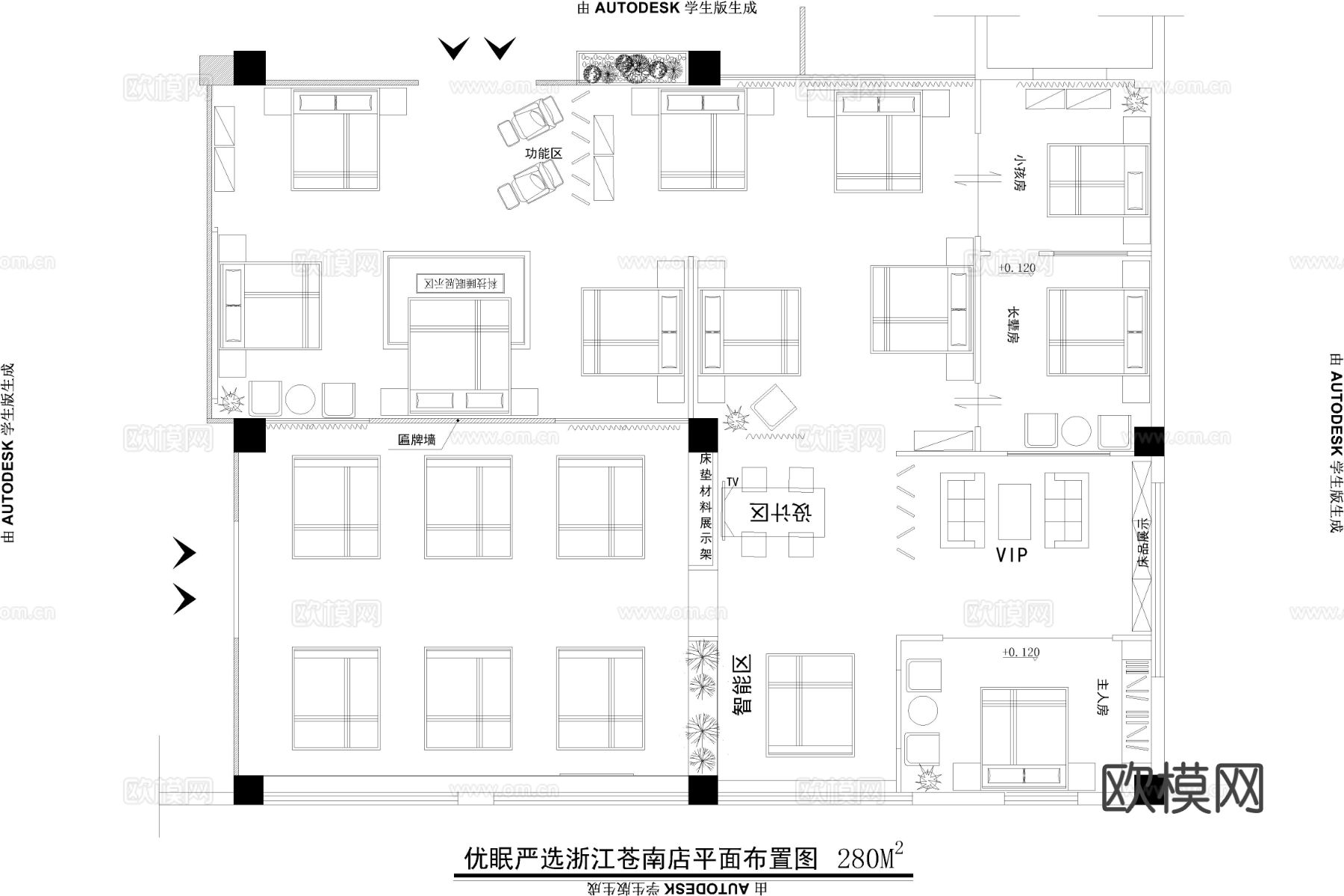 高端床垫专卖店CAD施工图