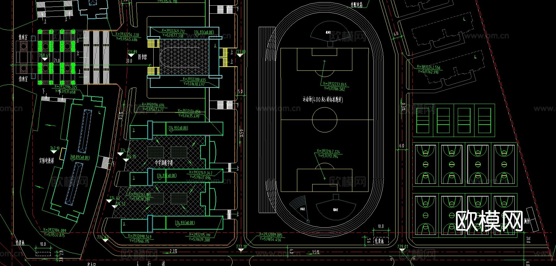 中学CAD平面图下载（渲染图2）