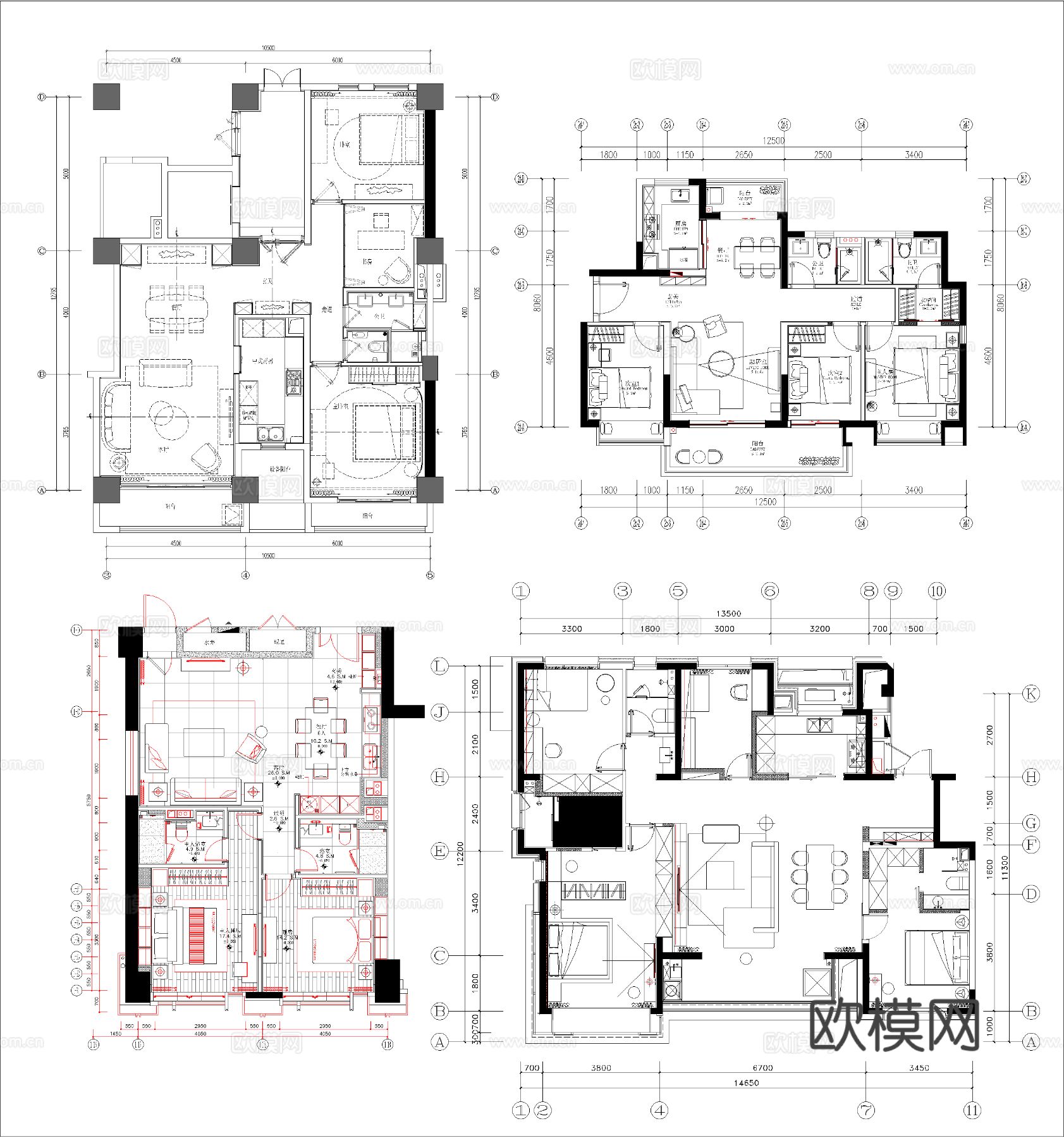 50组家装CAD平面图库下载（渲染图3）