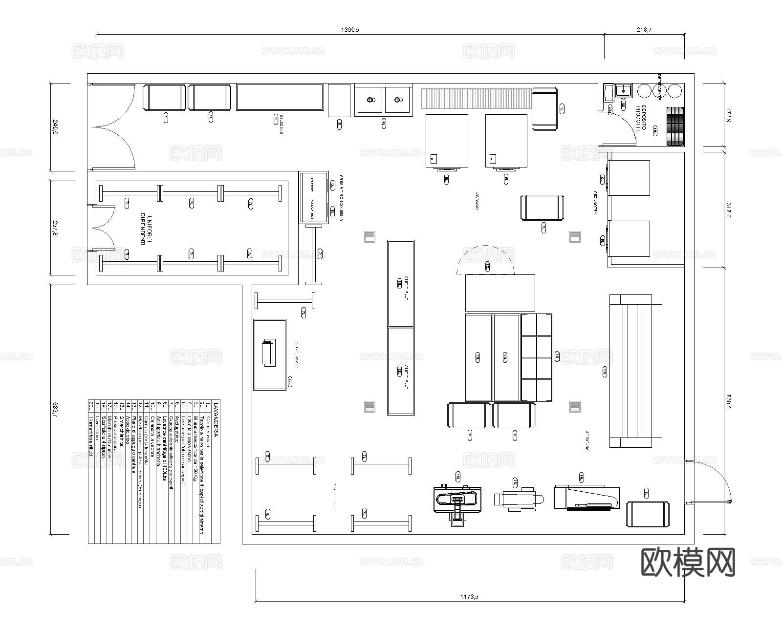 干洗店CAD平面图