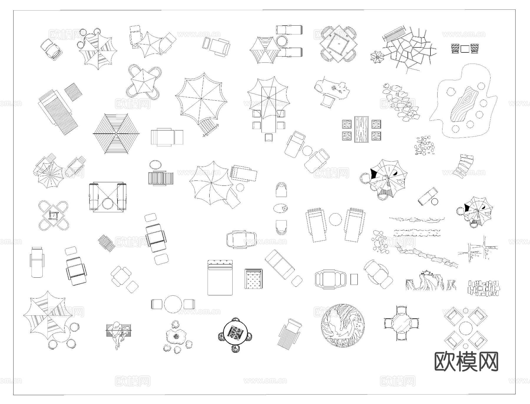 户外家具cad平面图库