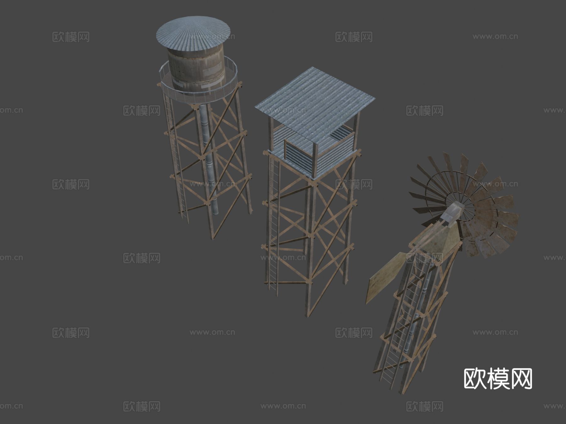水塔 风车 警卫塔su模型下载（渲染图7）