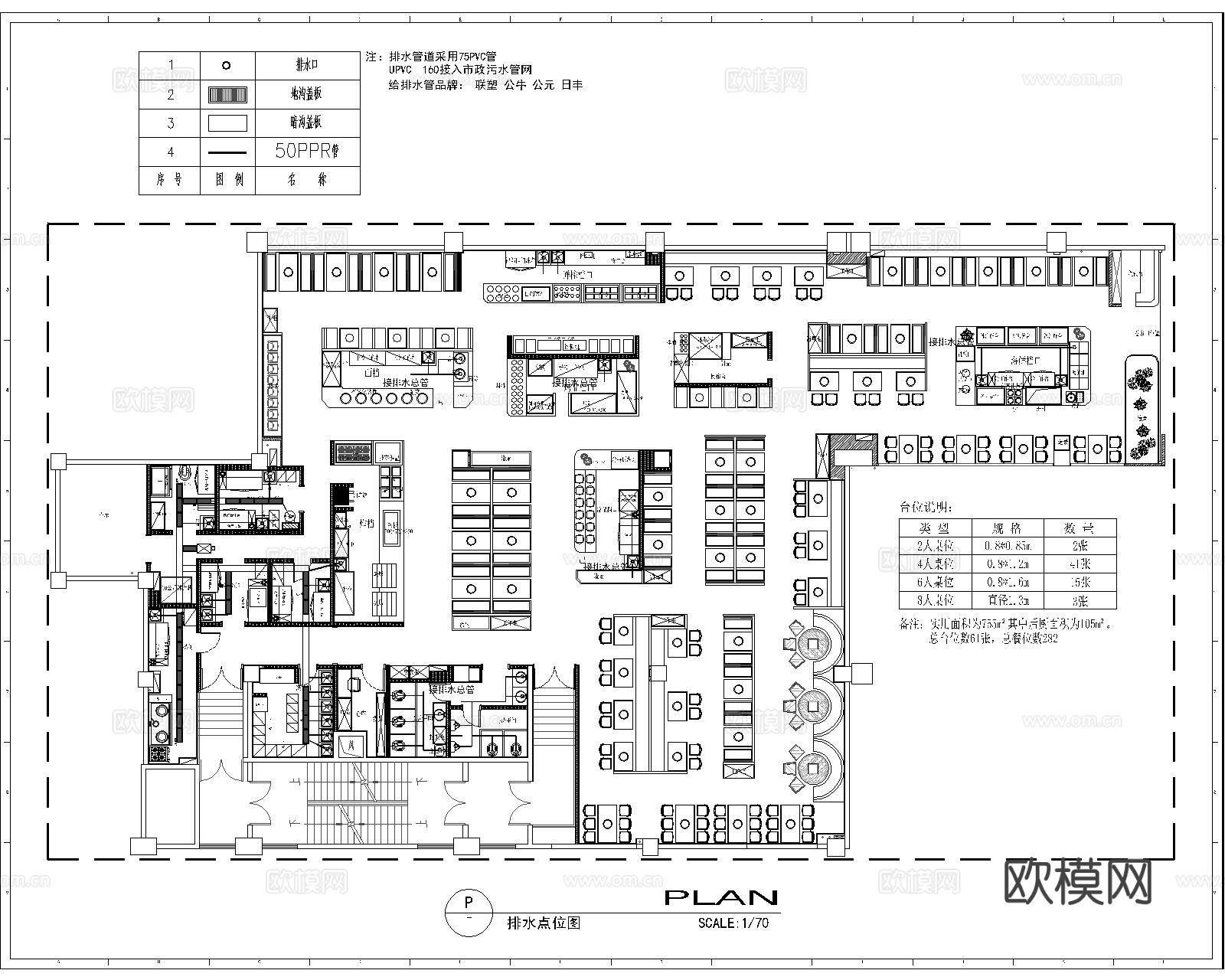 自助餐厅CAD施工图下载（渲染图6）