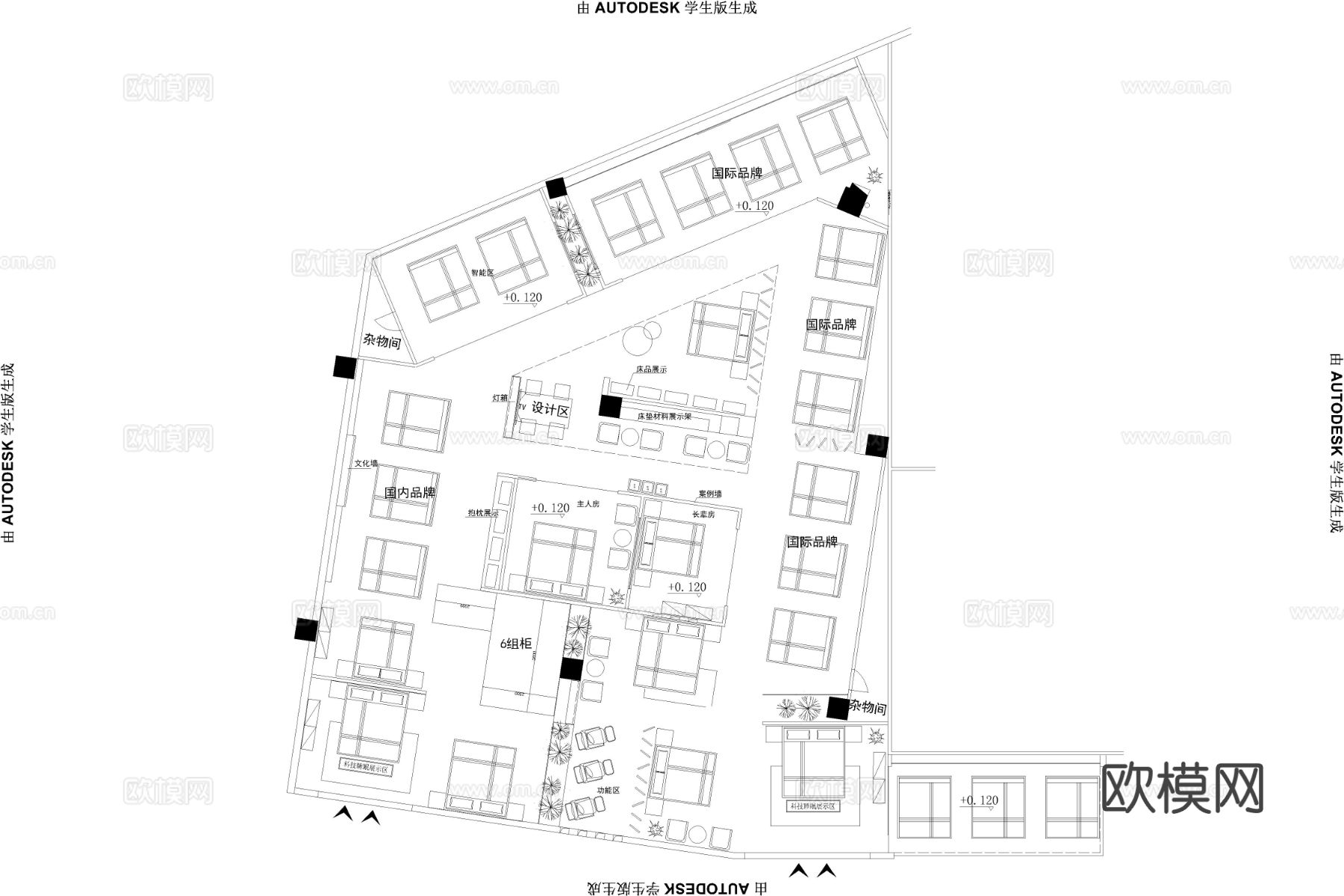 高定床垫专卖店CAD施工图