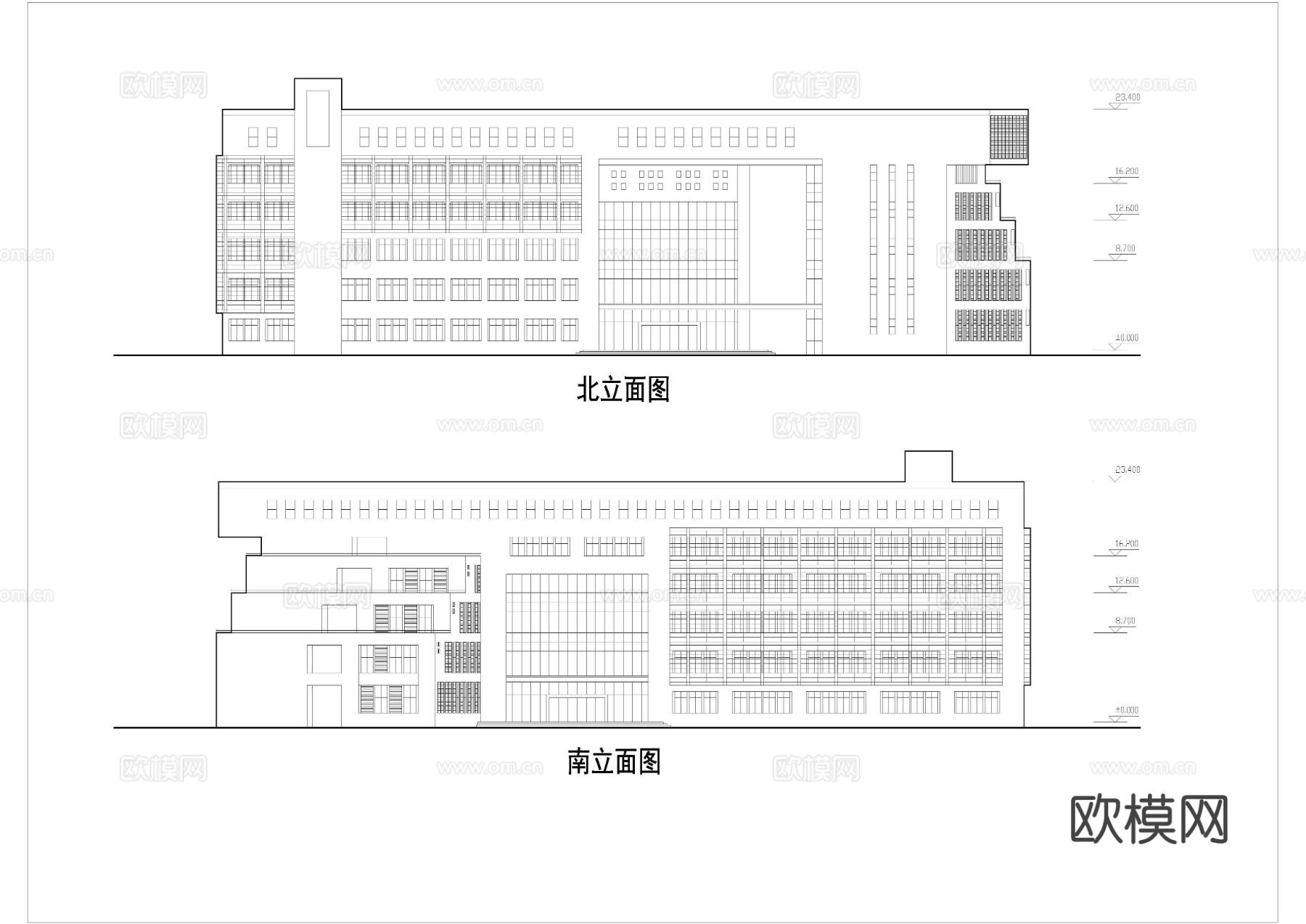 师范大学教学楼CAD立面图