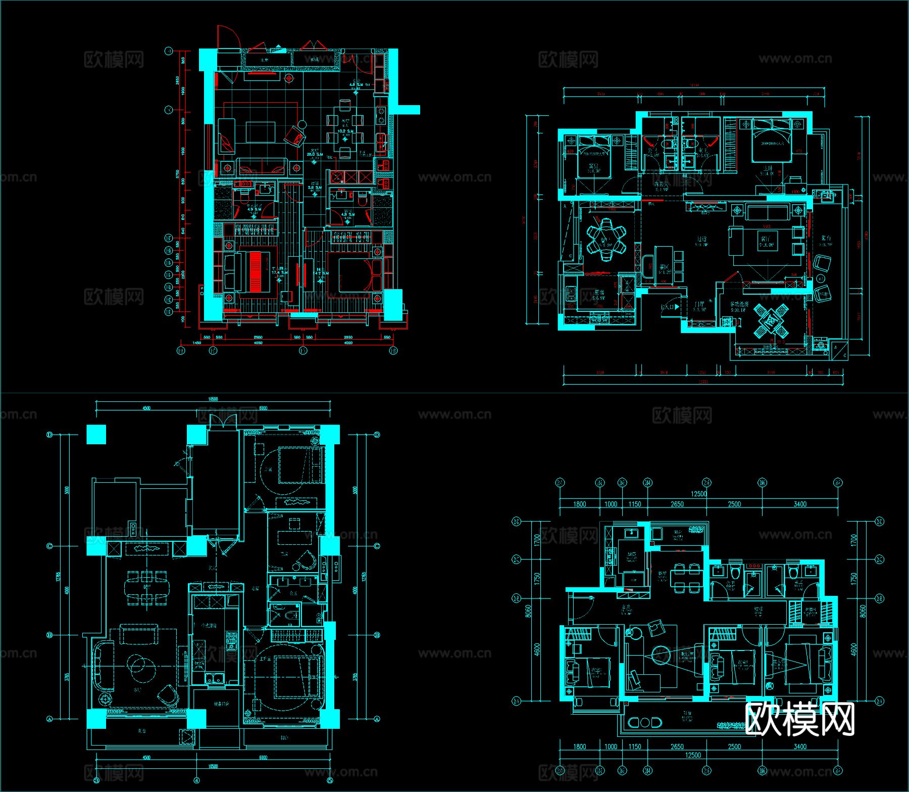 58组家装CAD平面图库下载（渲染图4）