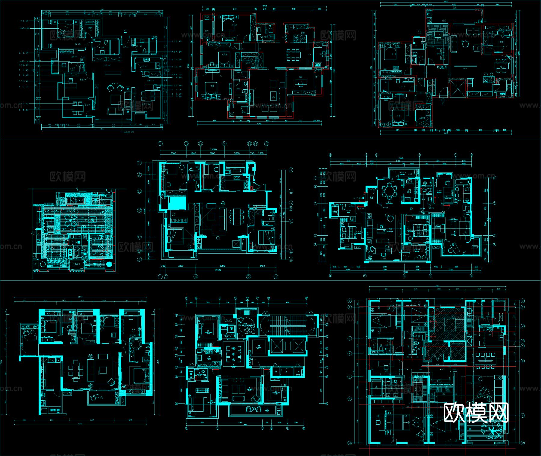 58组家装CAD平面图库下载（渲染图3）
