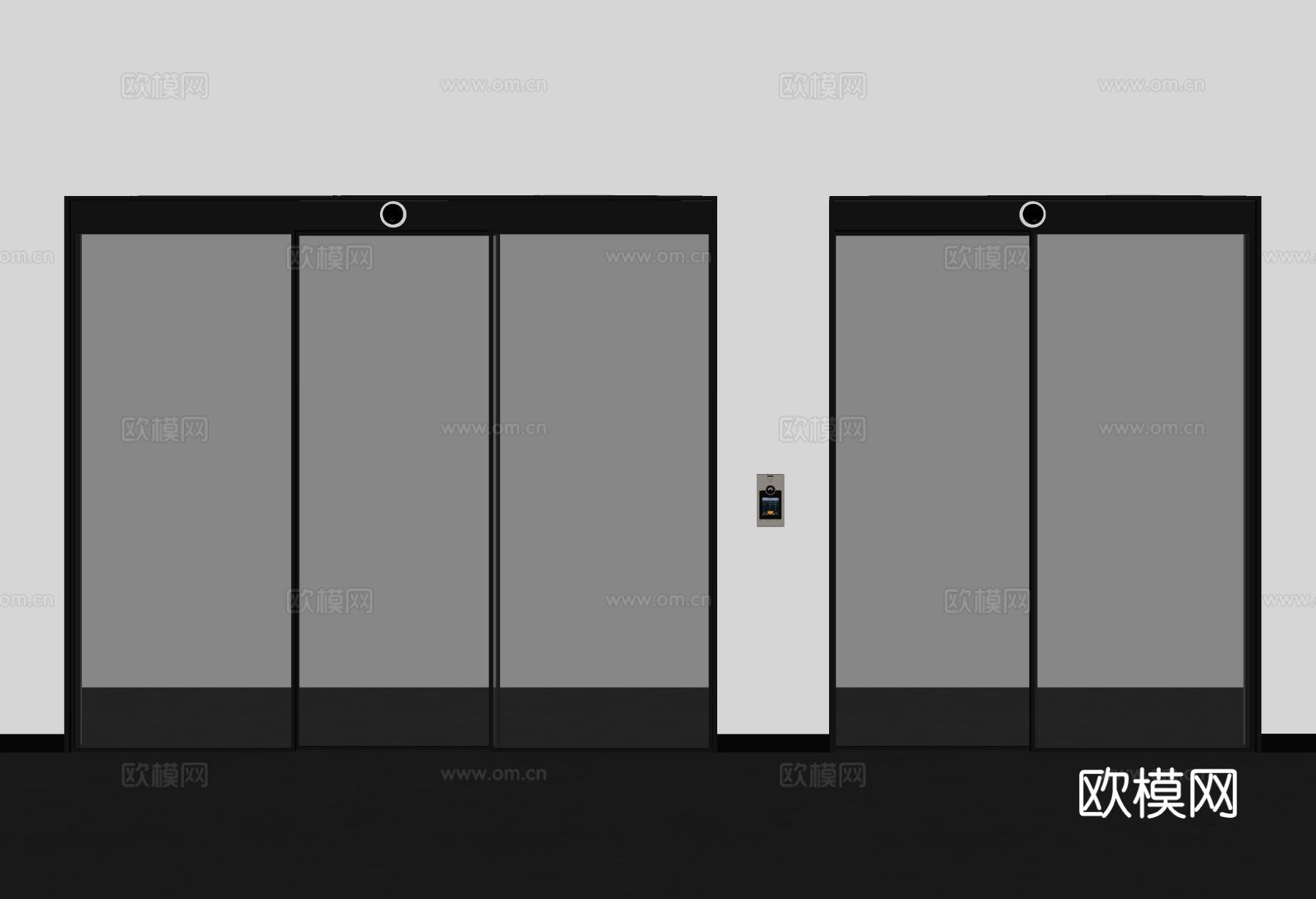 现代玻璃门 电动感应门 电动移门su模型