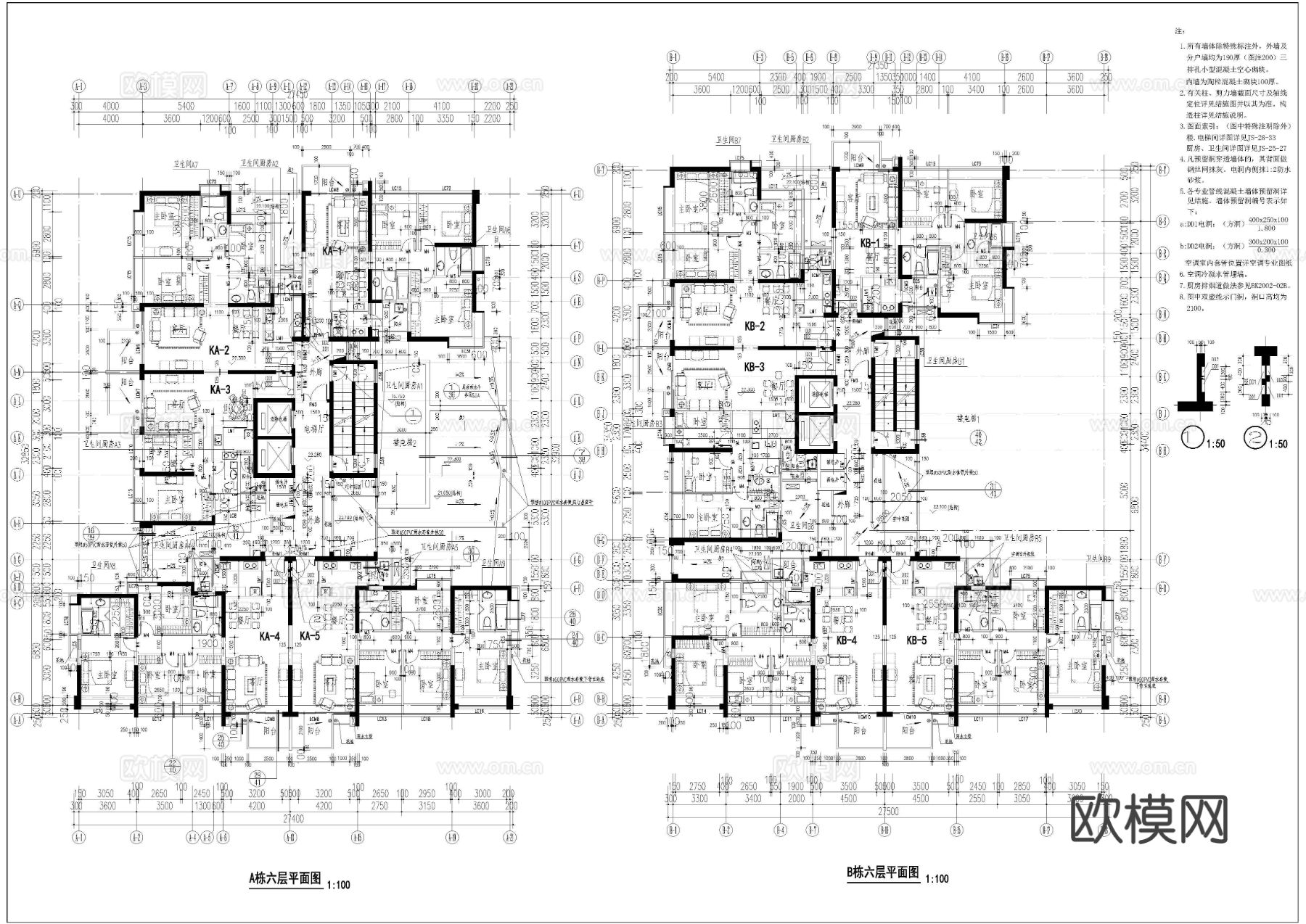 某高层31层商住楼CAD平面图