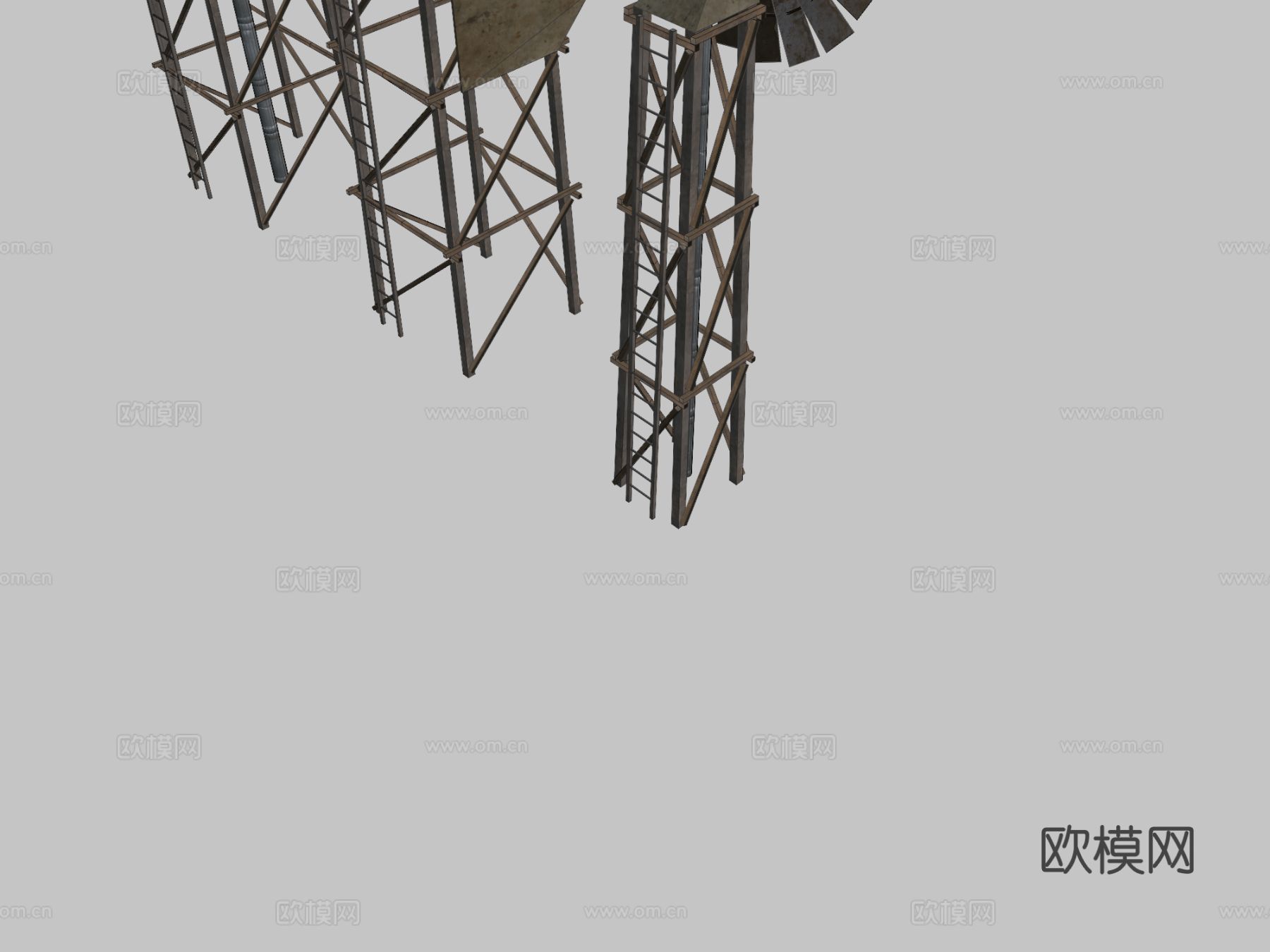 水塔 风车 警卫塔su模型下载（渲染图2）