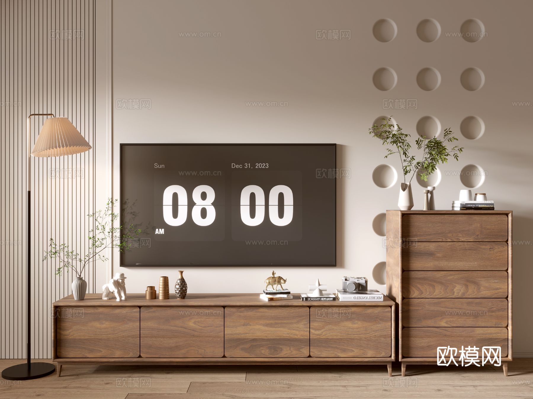 侘寂电视柜3d模型下载