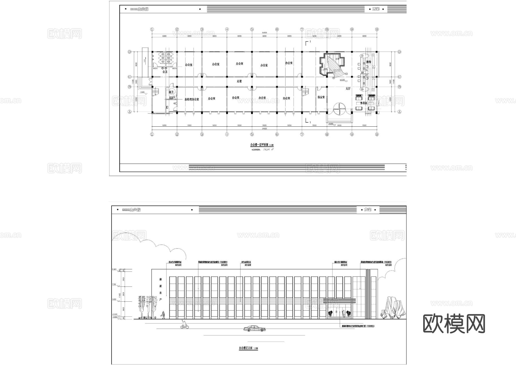 多层办公楼CAD立面图