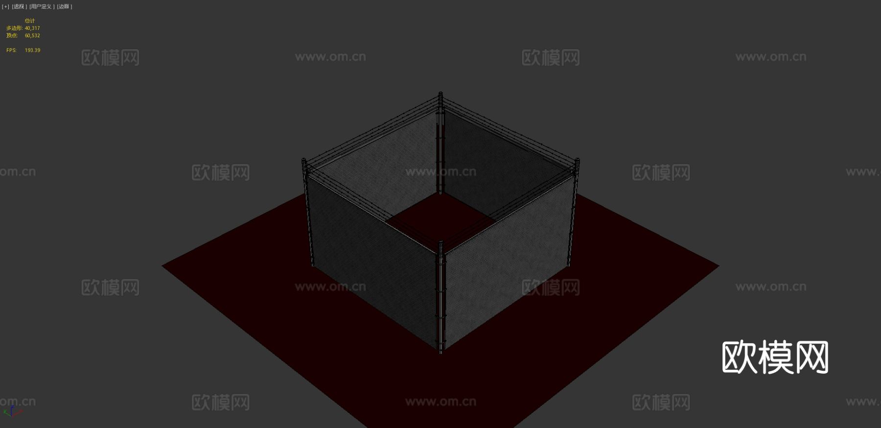 金属链链接栅栏su模型下载（渲染图1）