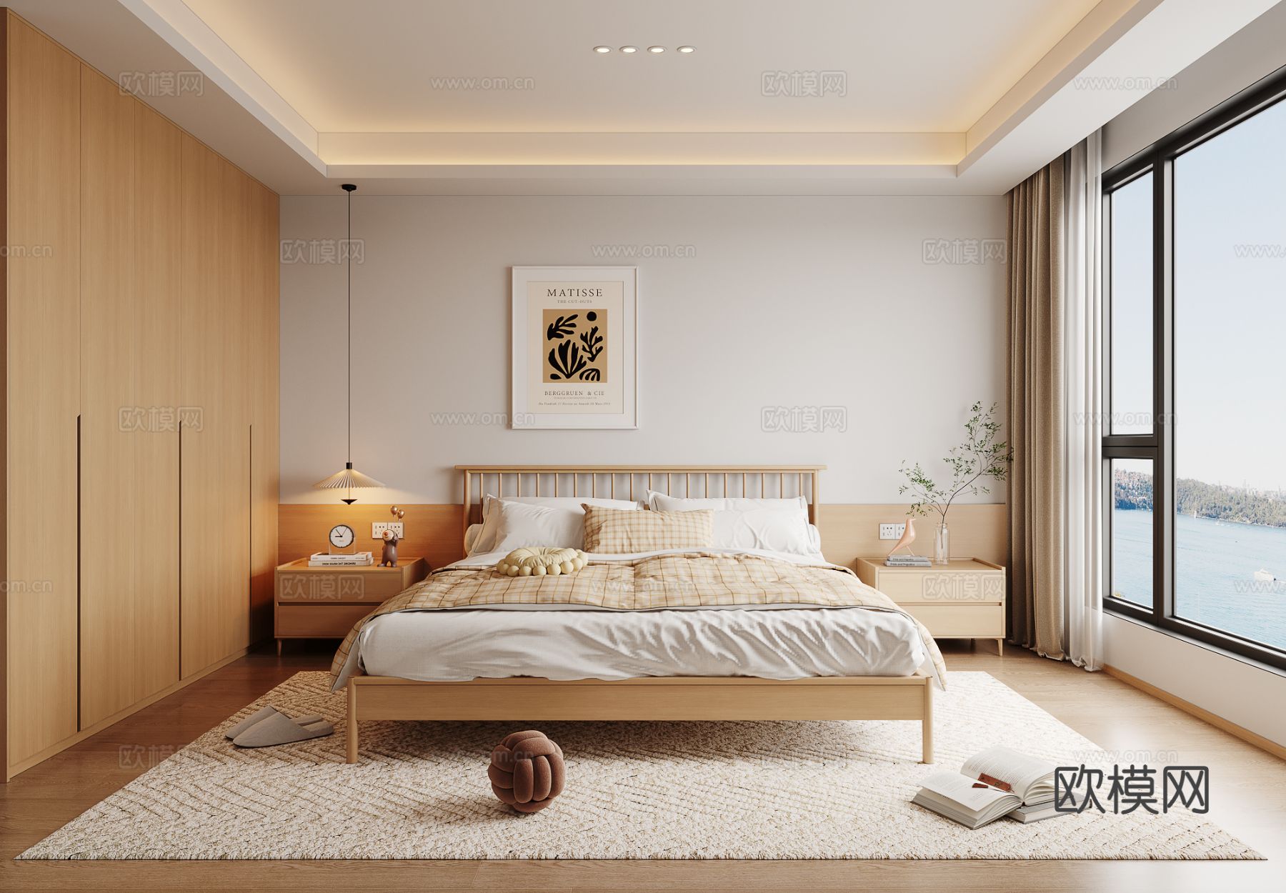 原木风卧室 主卧su模型下载（渲染图2）