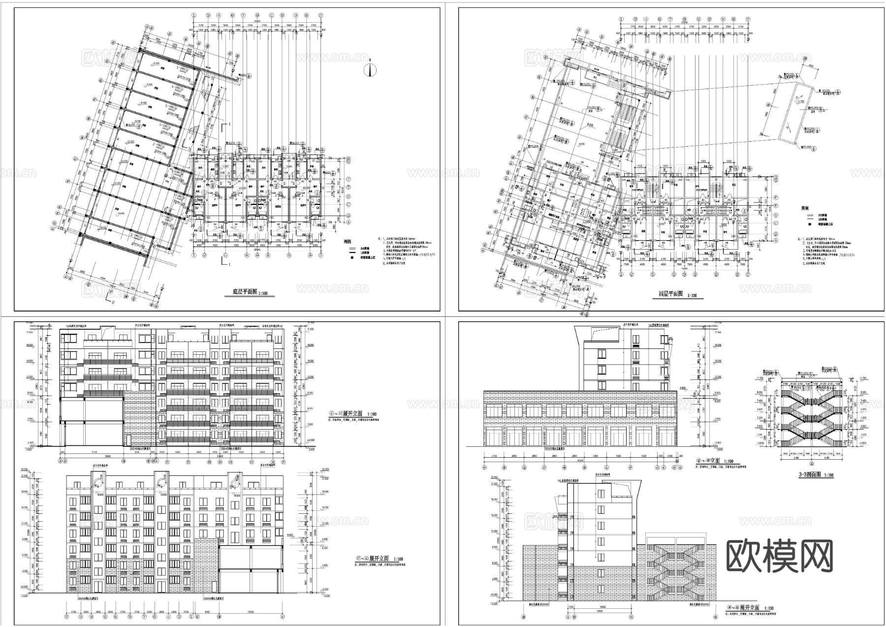 小区建筑CAD平立面图