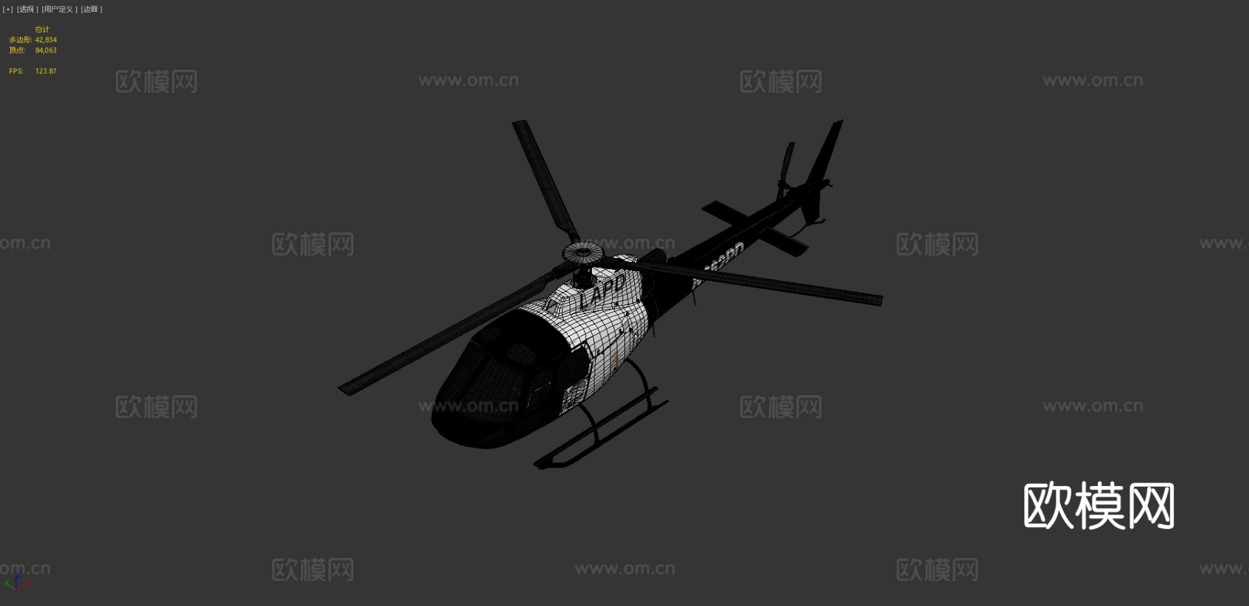 警用直升机 执法直升机3d模型