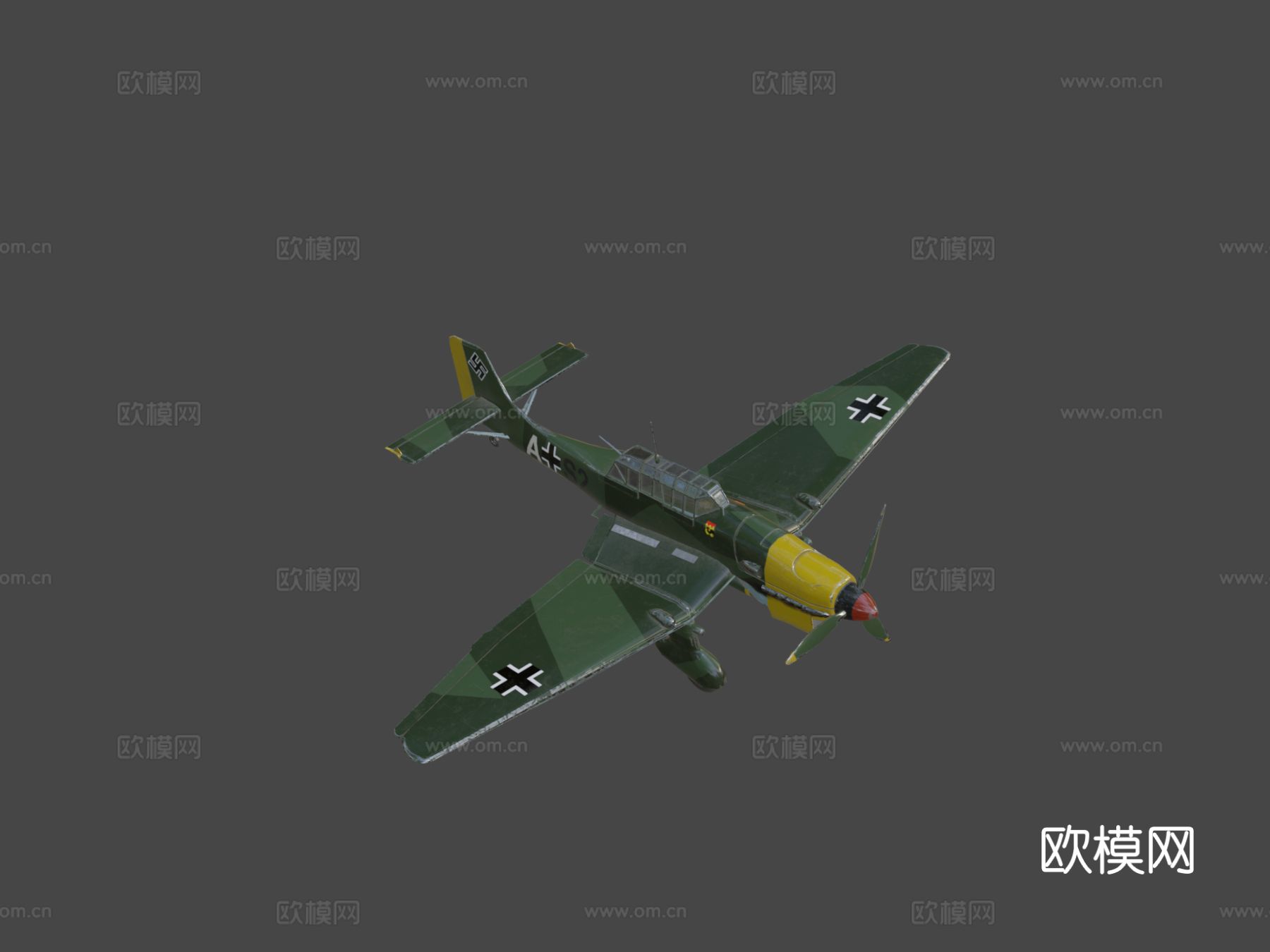 老式飞机3d模型下载（渲染图1）