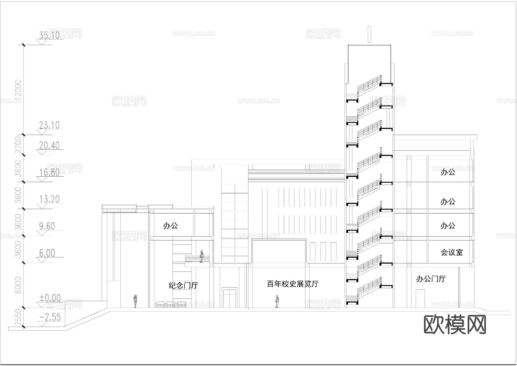 纪念大厅CAD立面图