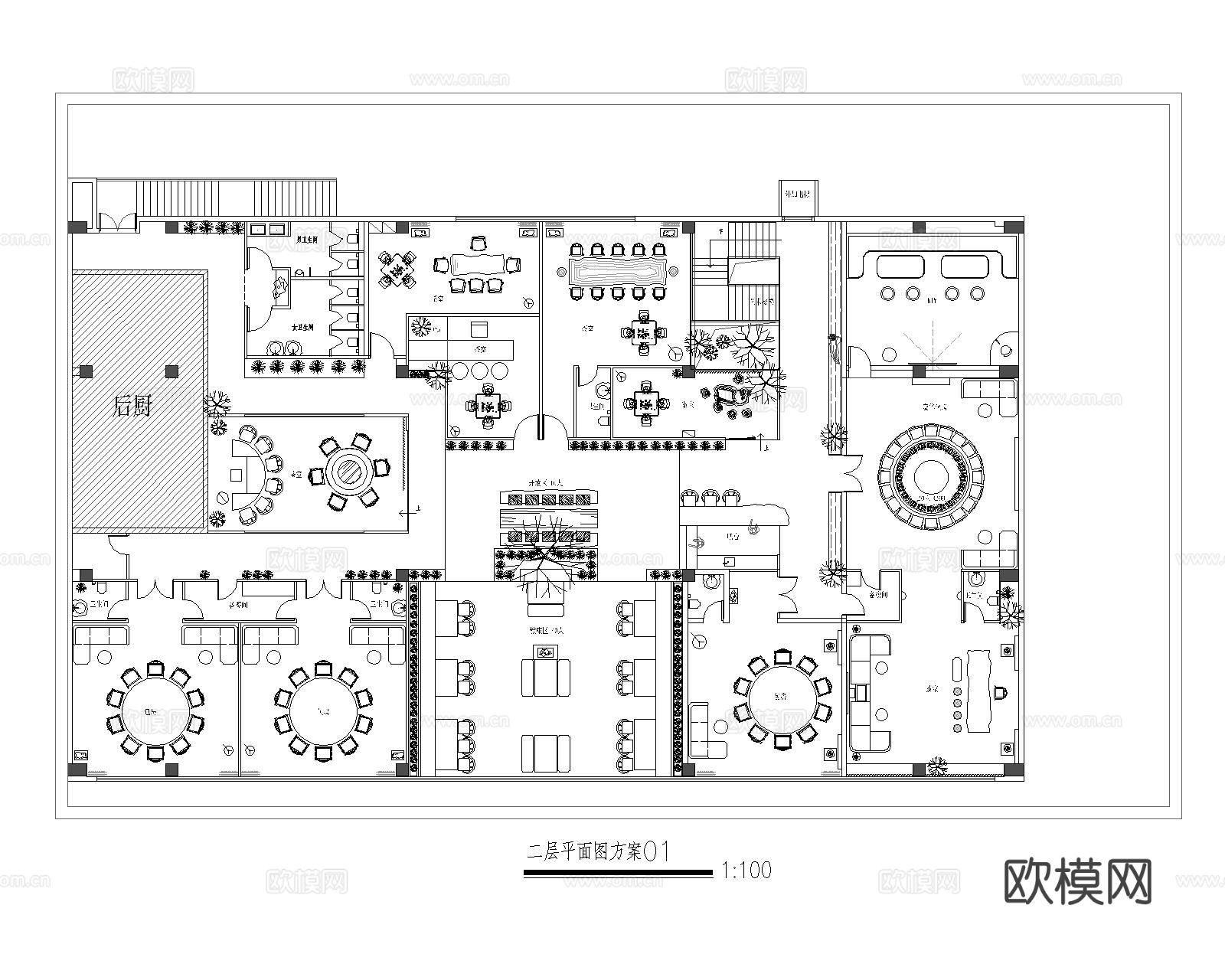 茶餐厅CAD平面图下载（渲染图6）