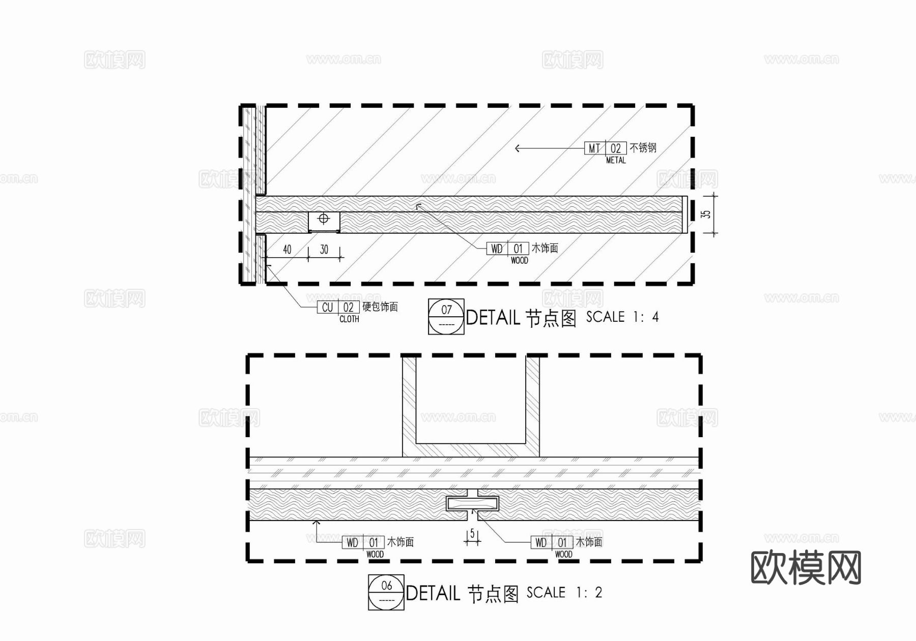 经理室书架 展示架CAD节点大样图