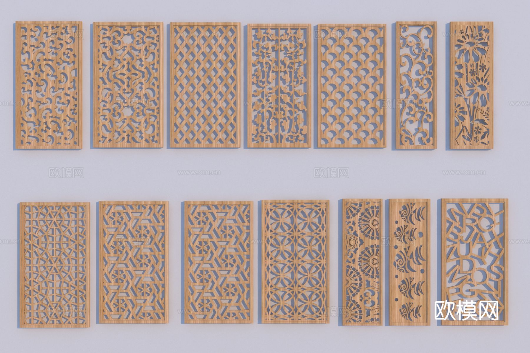 中式雕花隔断3d模型