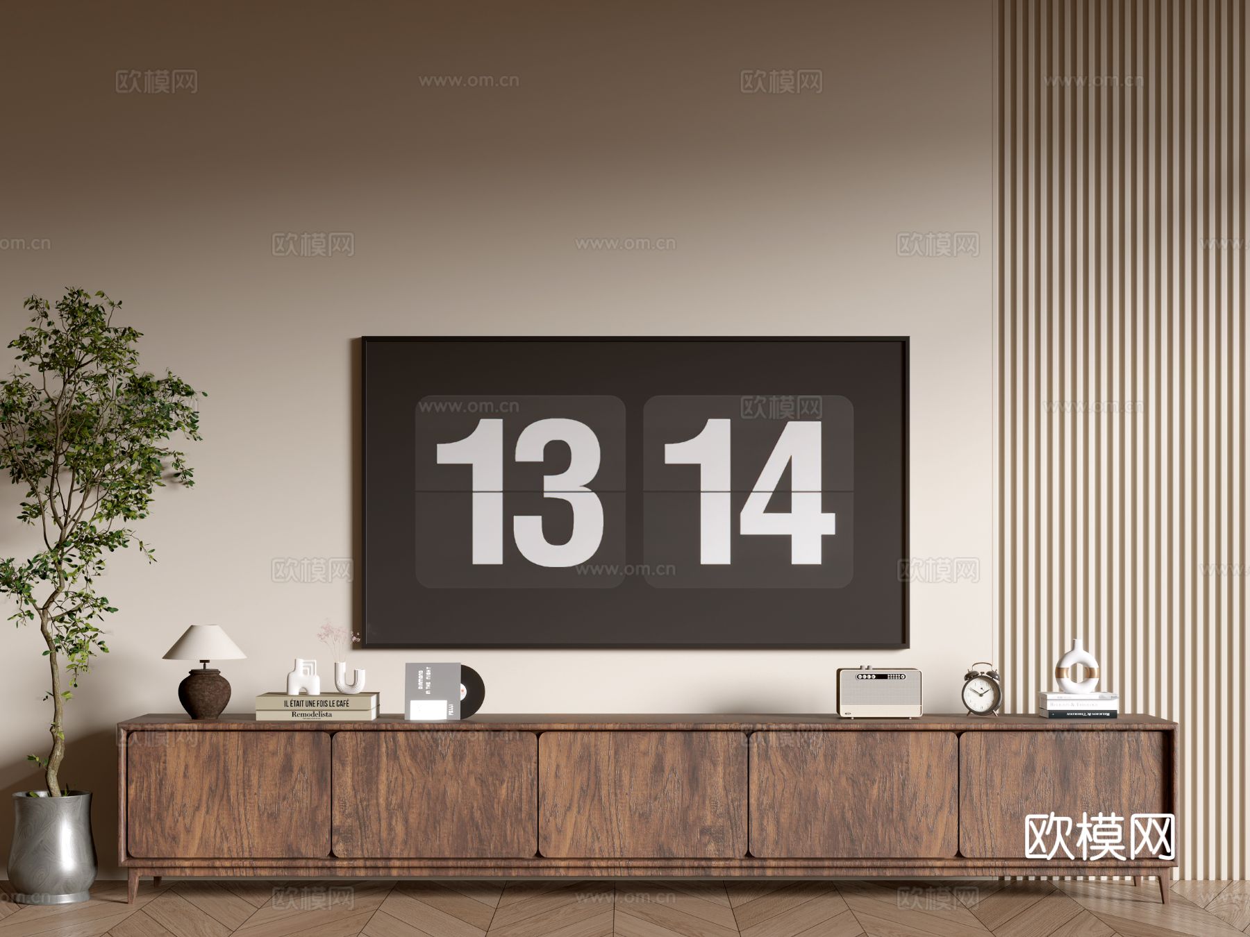 中古风电视柜3d模型下载