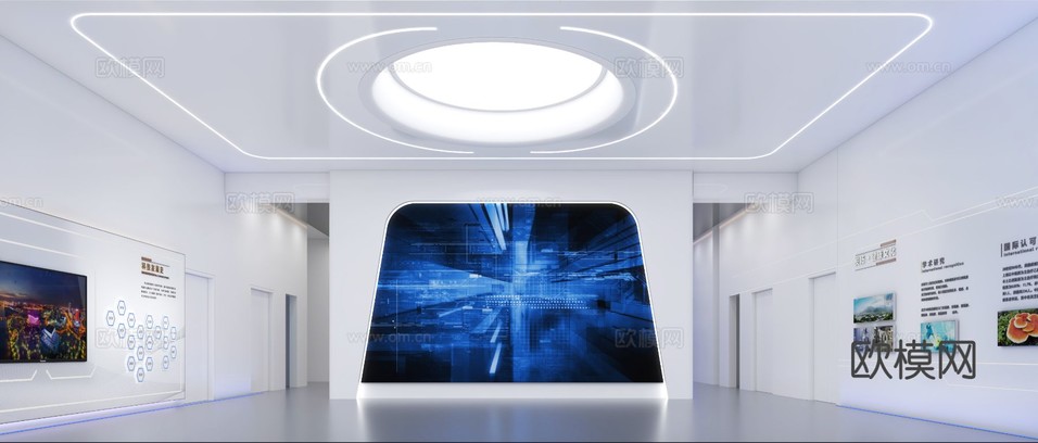 现代科技大厅展厅3d模型下载