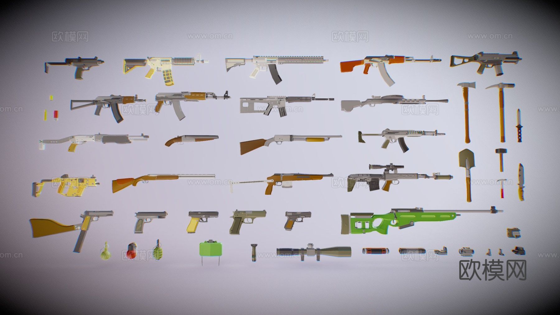 AK 冲锋枪su模型下载（渲染图2）