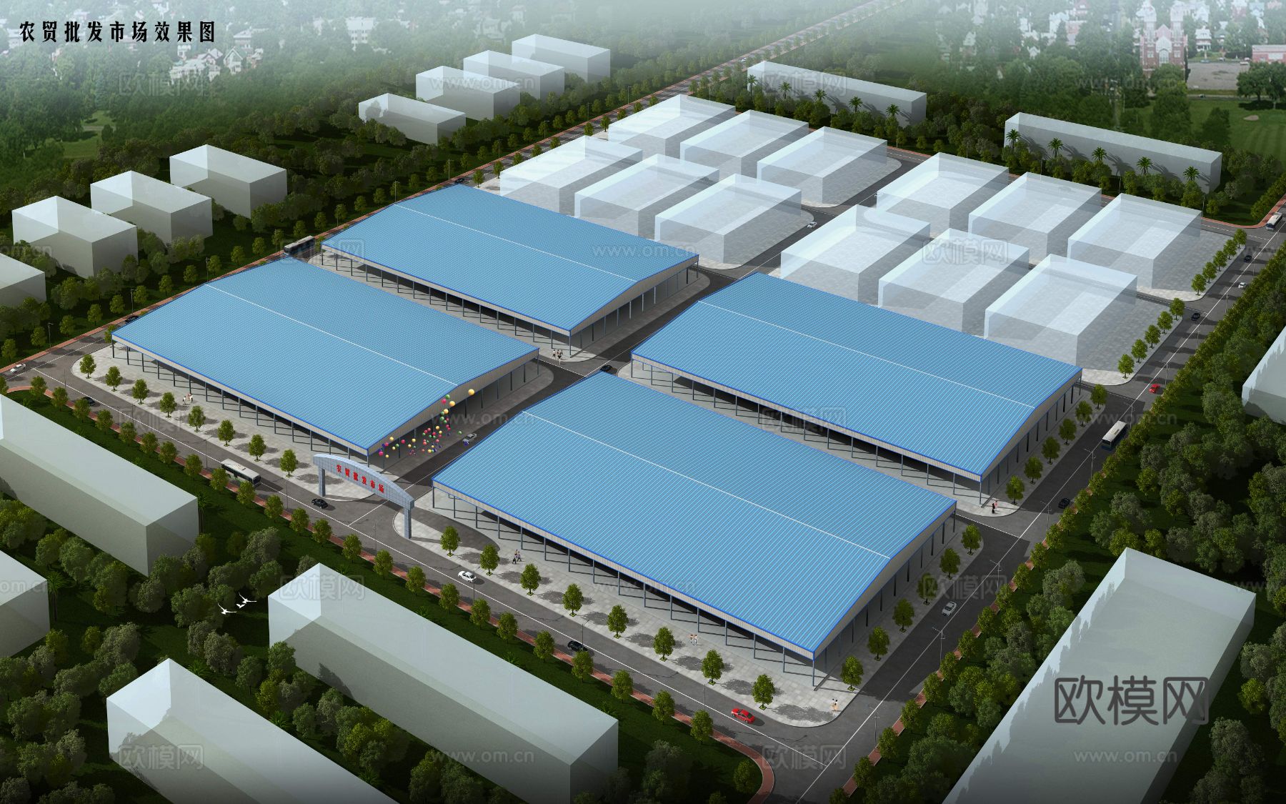 市场工程CAD平面图下载（渲染图1）