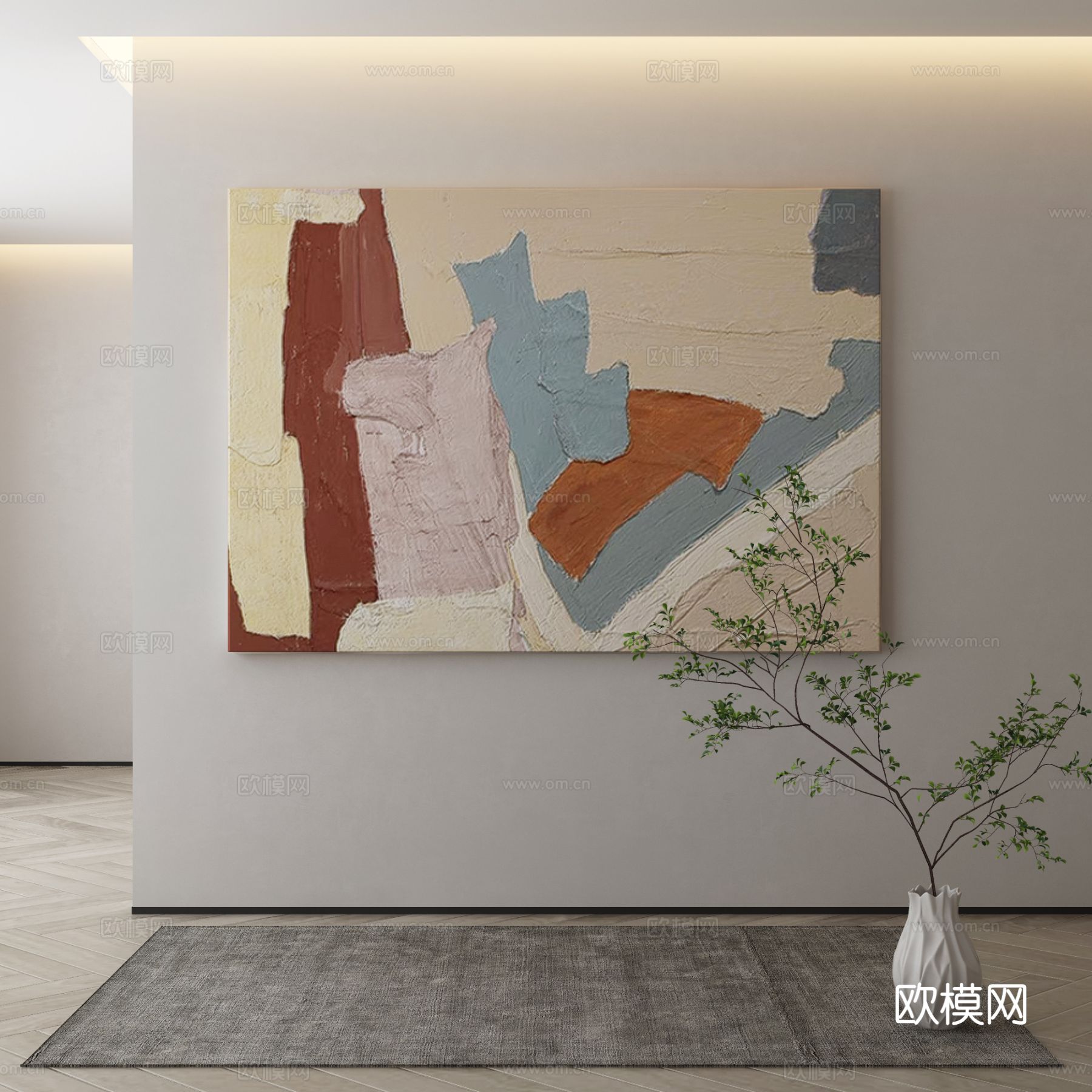 现代肌理画 抽象画 装饰画3d模型