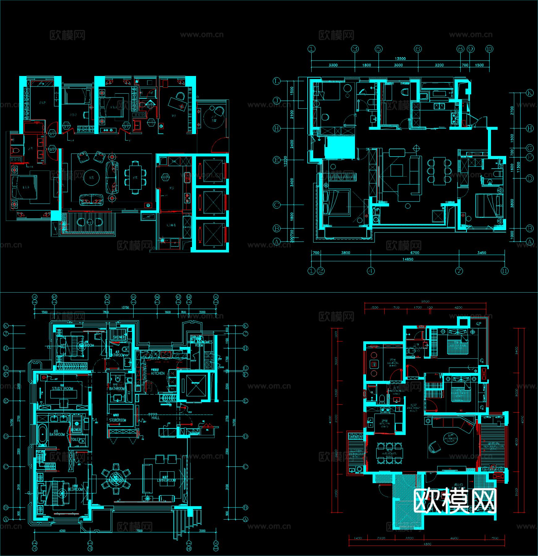 58组家装CAD平面图库下载（渲染图5）