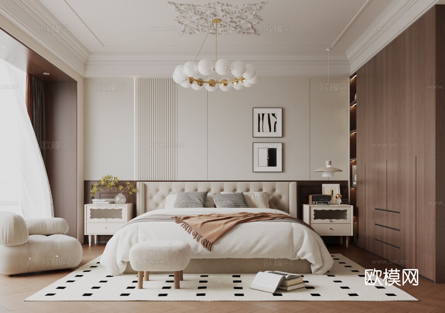 法式卧室 主卧3d模型下载
