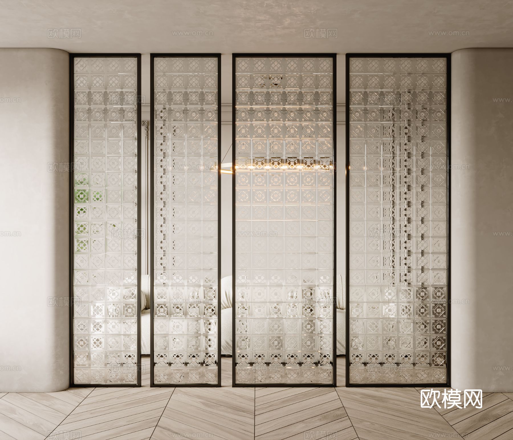 玻璃隔断3d模型下载（渲染图1）