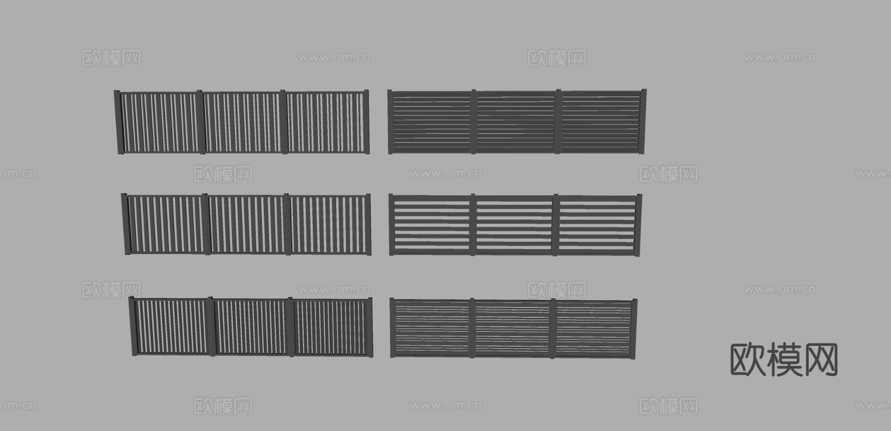 现代围栏 栅栏 隔断护栏su模型