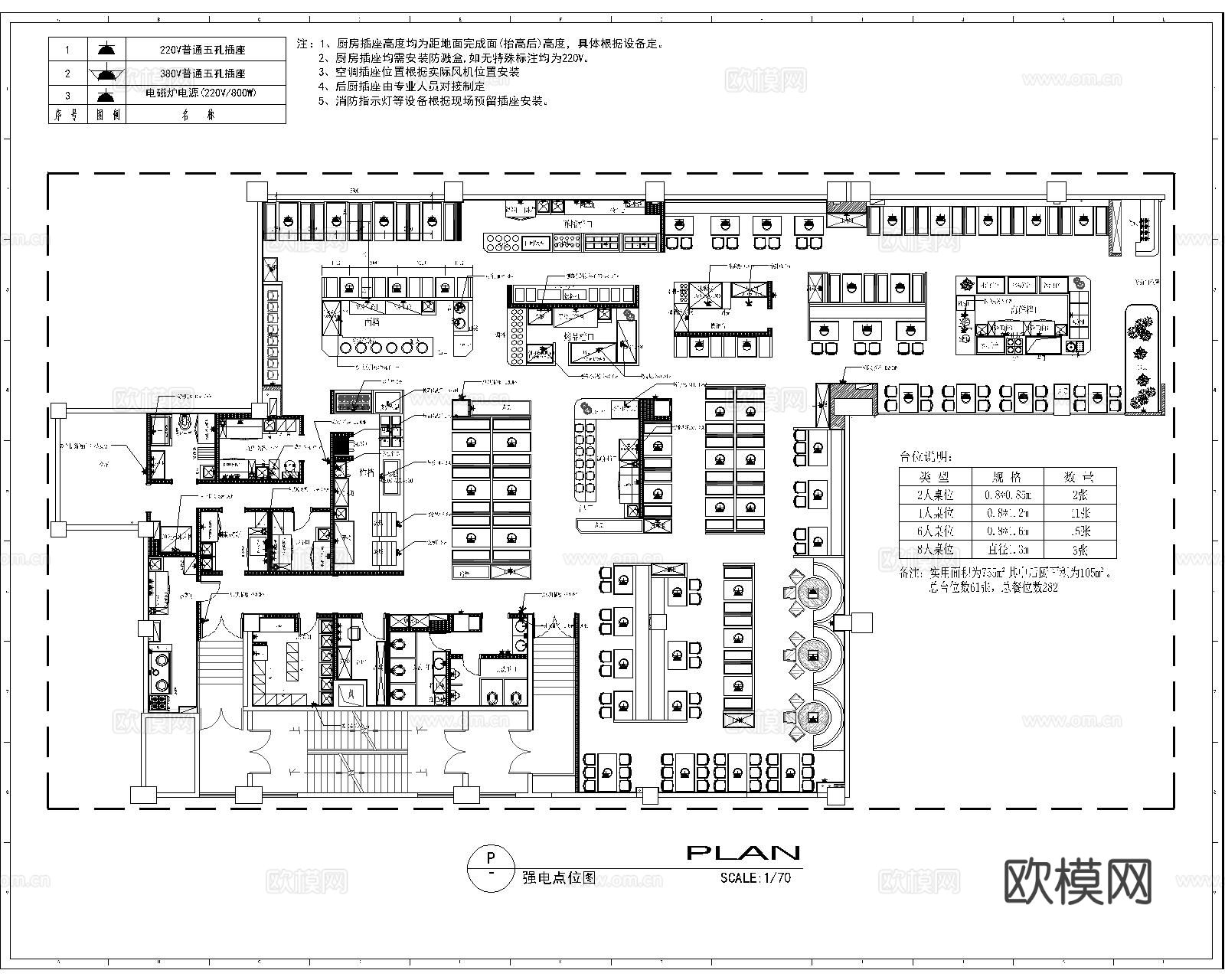 自助餐厅CAD施工图下载（渲染图2）