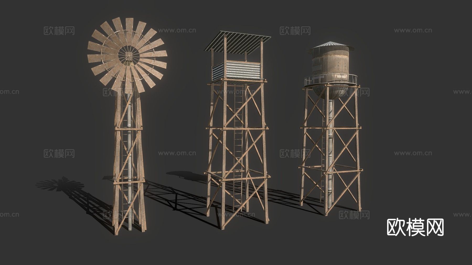 水塔 风车 警卫塔su模型下载（渲染图4）