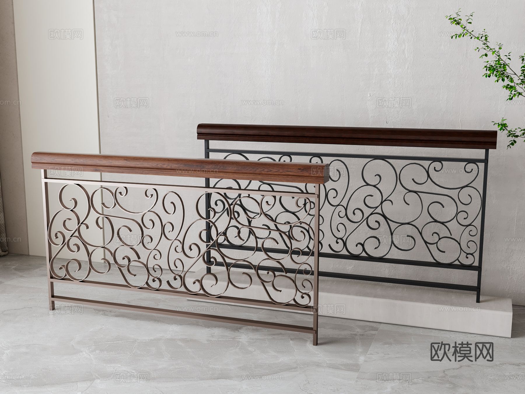 美式栏杆 护栏su模型