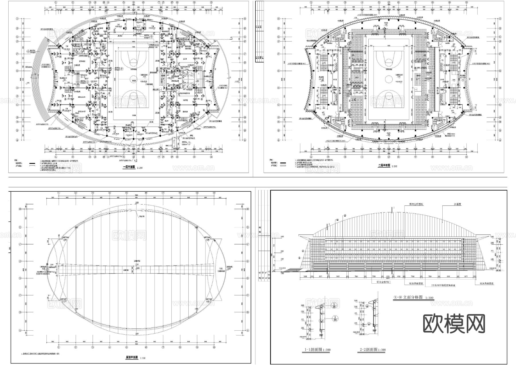 体育馆建筑CAD平立面图