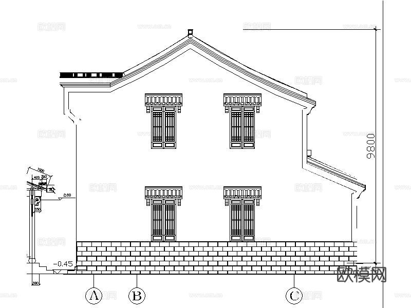 骑楼建筑CAD立面图