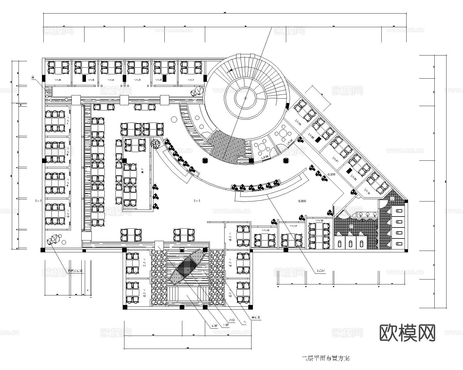 茶餐厅CAD平面图下载（渲染图5）