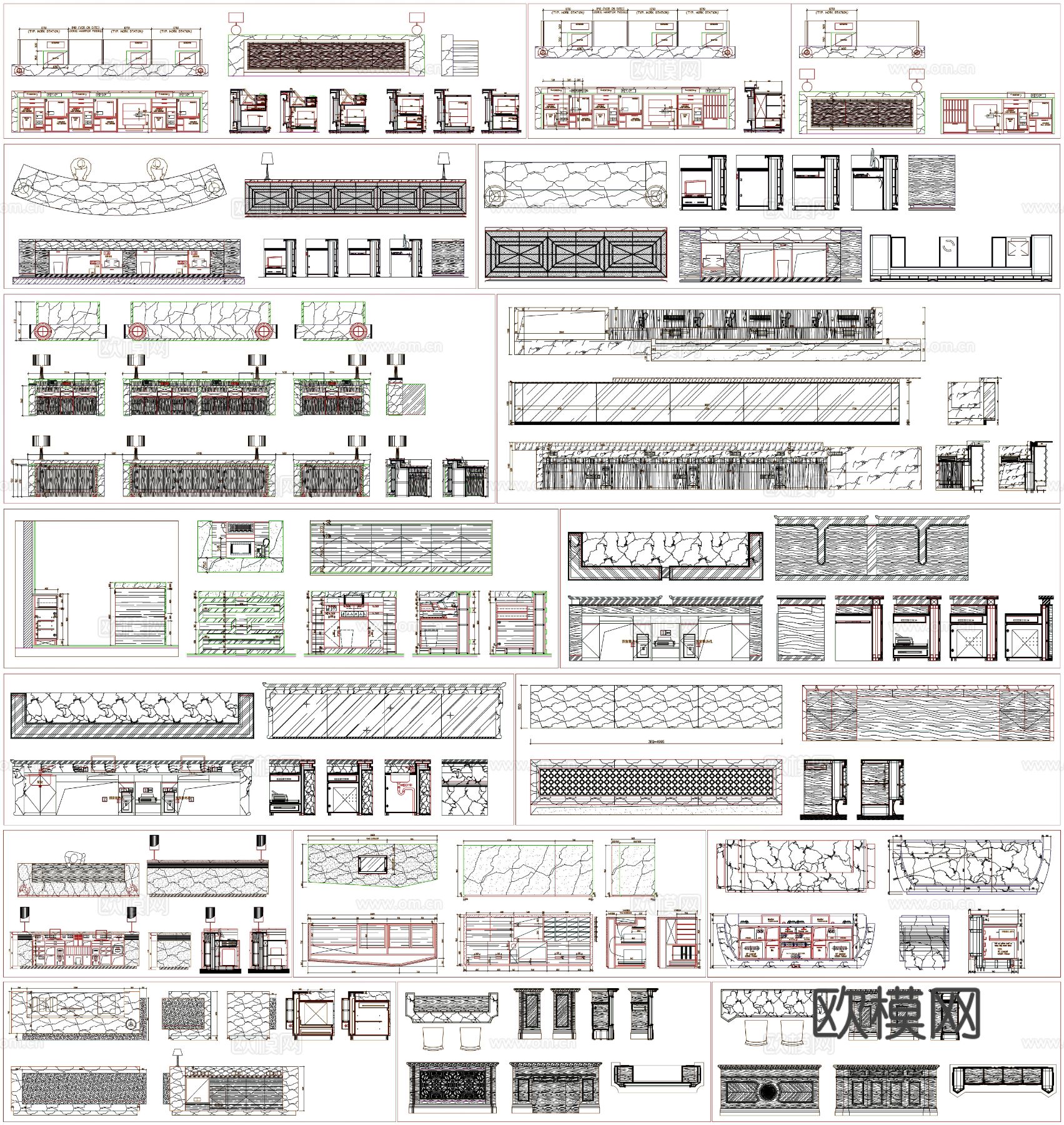 服务台 总台节点大样图下载（渲染图1）