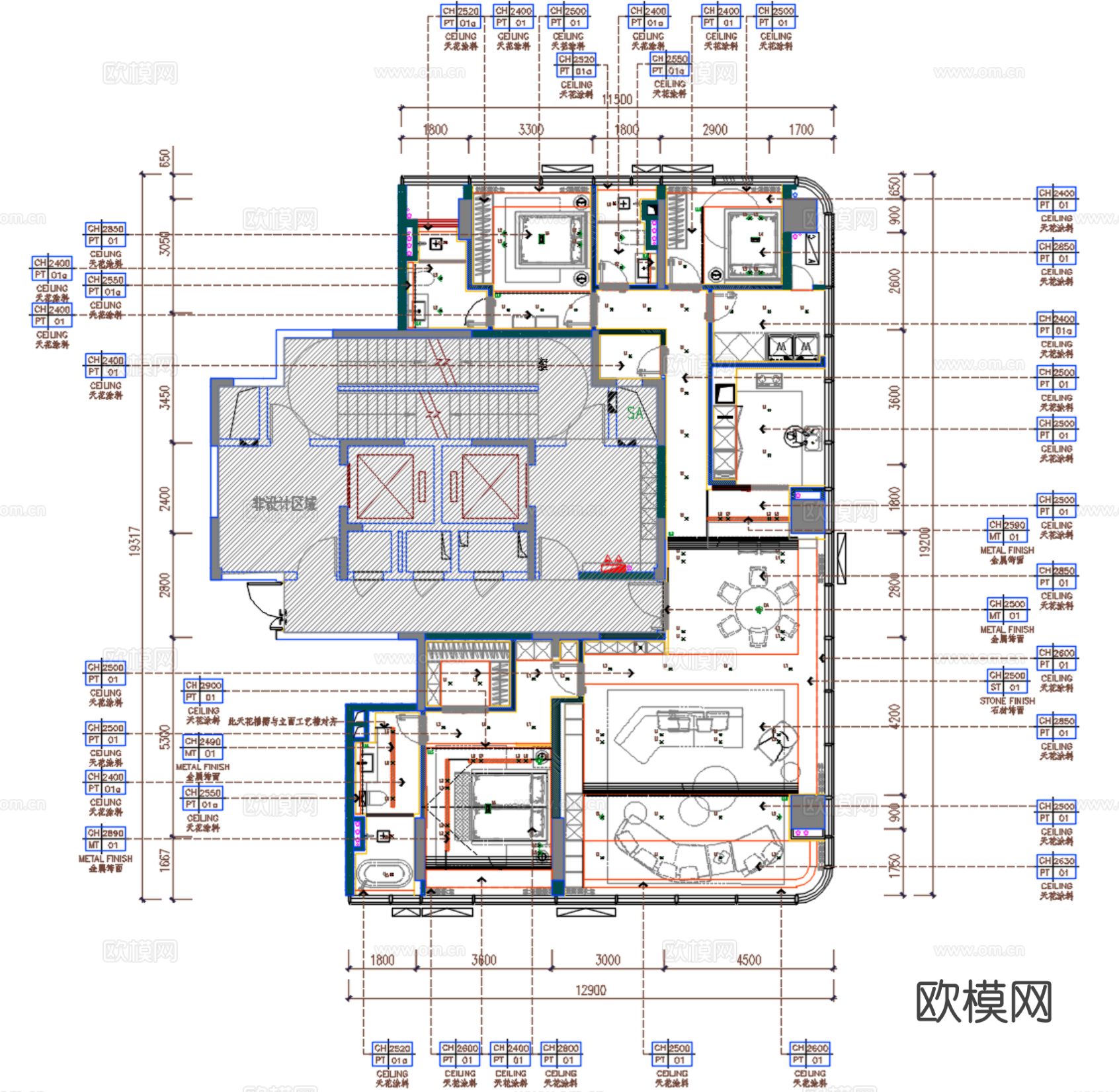 广州海珠创新湾230户型样板房CAD施工图