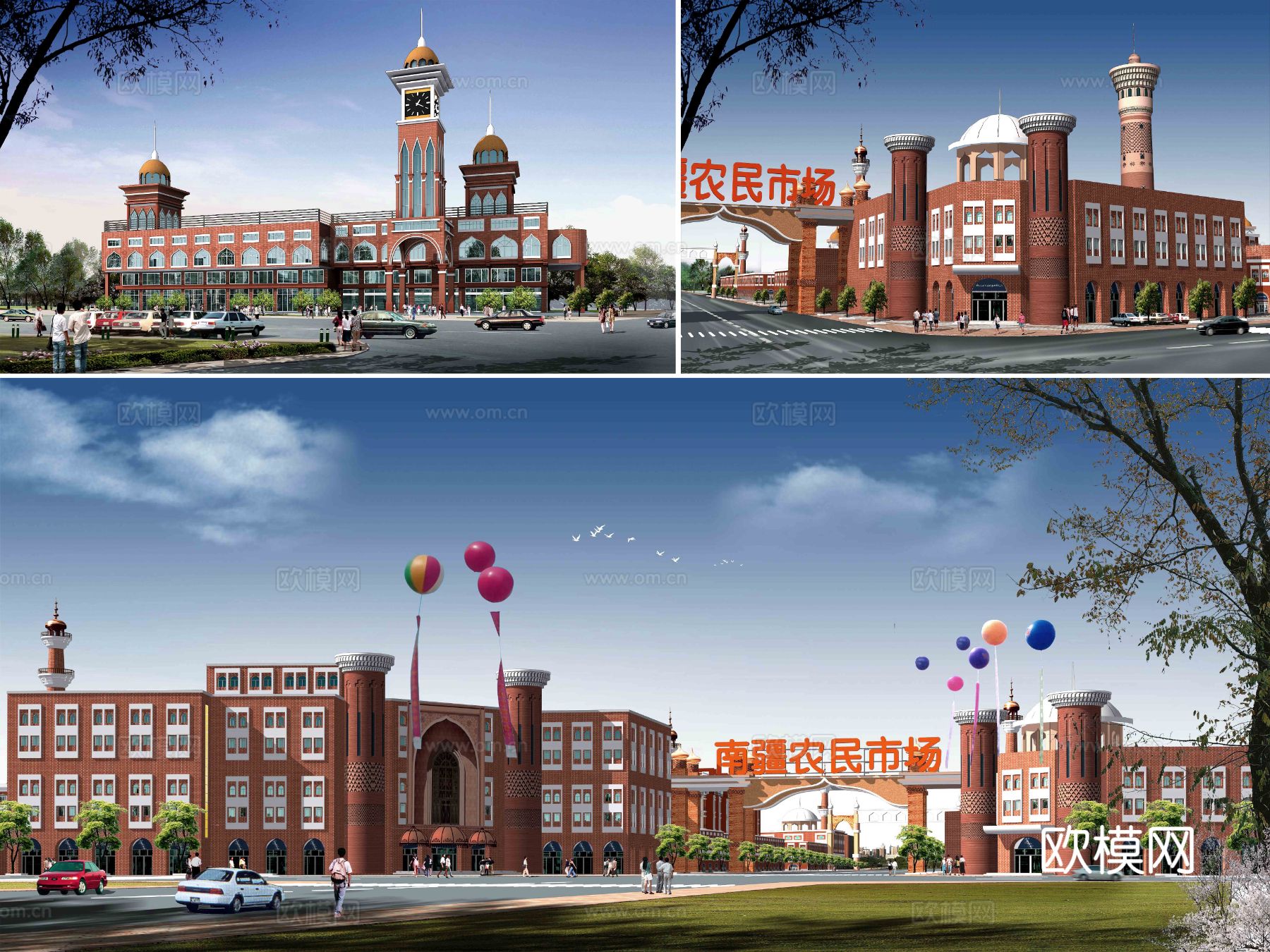 25套农贸市场建筑CAD施工图下载（渲染图4）