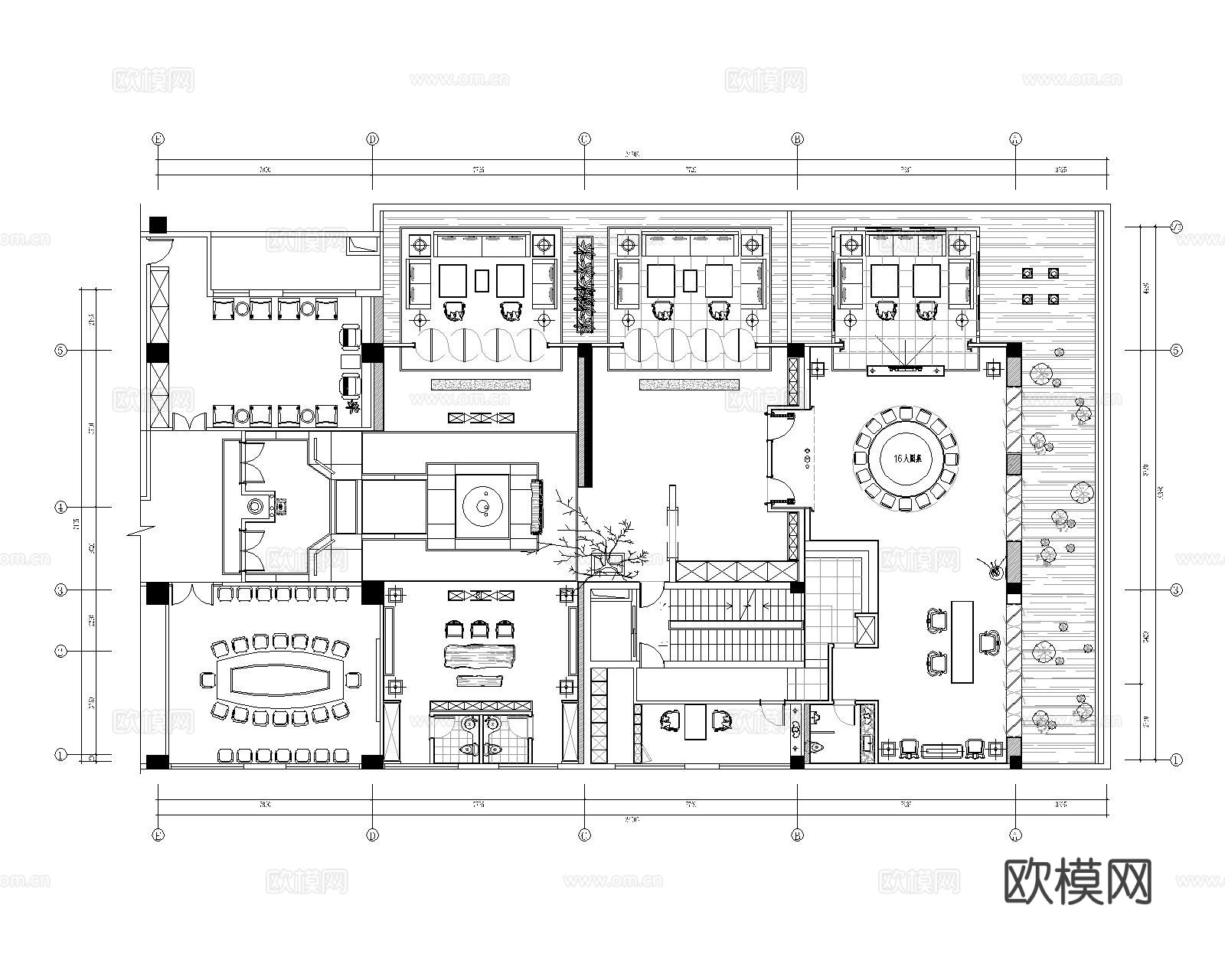 茶餐厅CAD平面图下载（渲染图3）