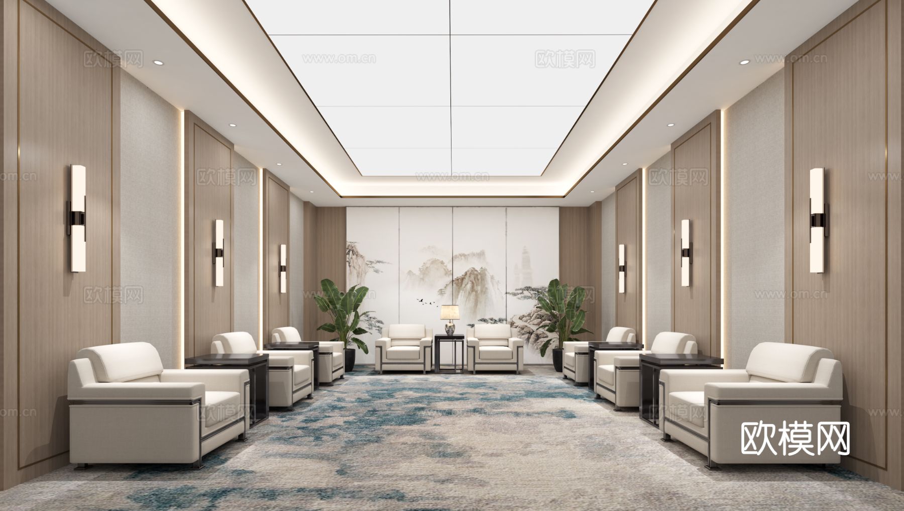 新中式贵宾接待室3d模型下载