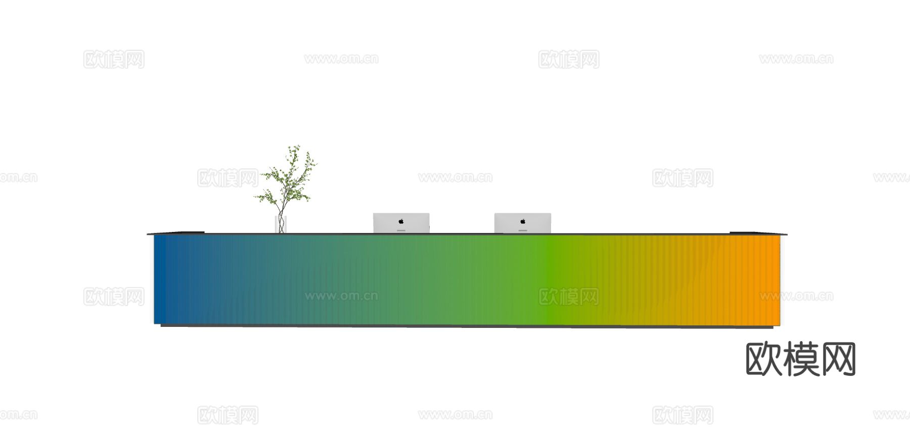 现代办公前台 接待台su模型