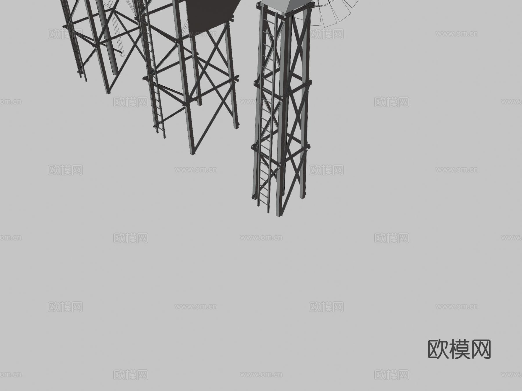 水塔 风车 警卫塔su模型下载（渲染图3）