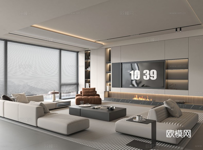 現(xiàn)代客廳3d模型下載