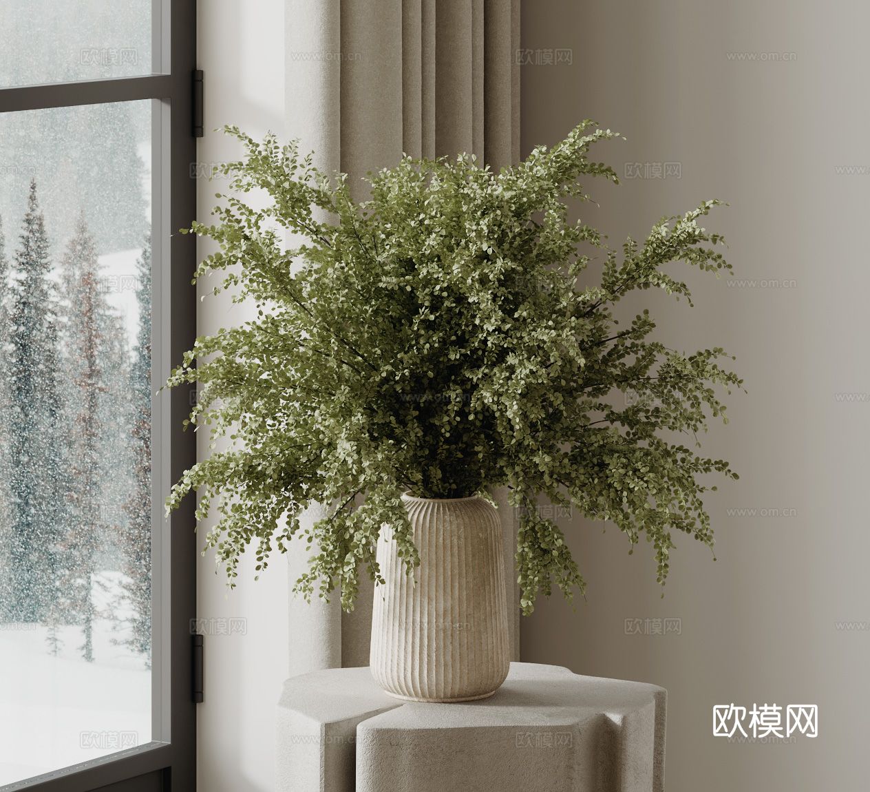 绿植花瓶 水养植物3d模型